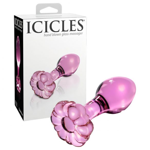 Icicles No. 48 - cvetni stakleni analni čep (roze)