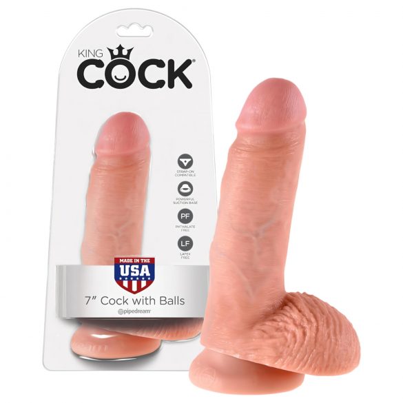 King Cock 7 dildo sa testisima (18 cm) - prirodna boja