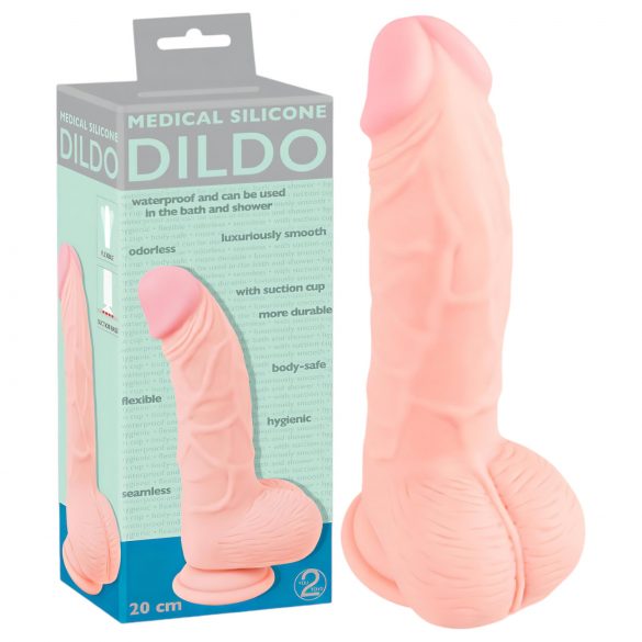 Medical - medicinski silikon dildo (20cm) - prirodna boja