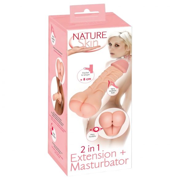 Nature Skin - 2 u 1 veštačka zadnjica i penis navlaka (prirodna)