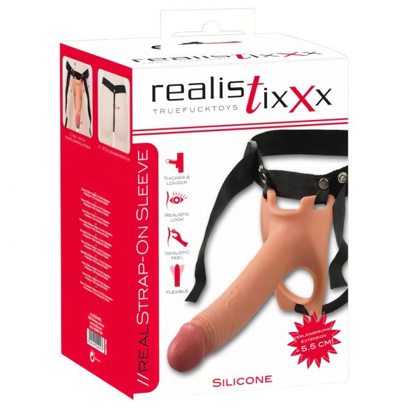 Realistixxx Strap-on - prirodni, šuplji dodatni dildo