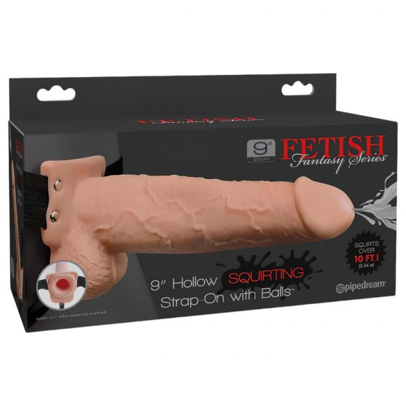 Fetiš Strap-On 9 - šupljikav dildo sa prskanjem (natur)