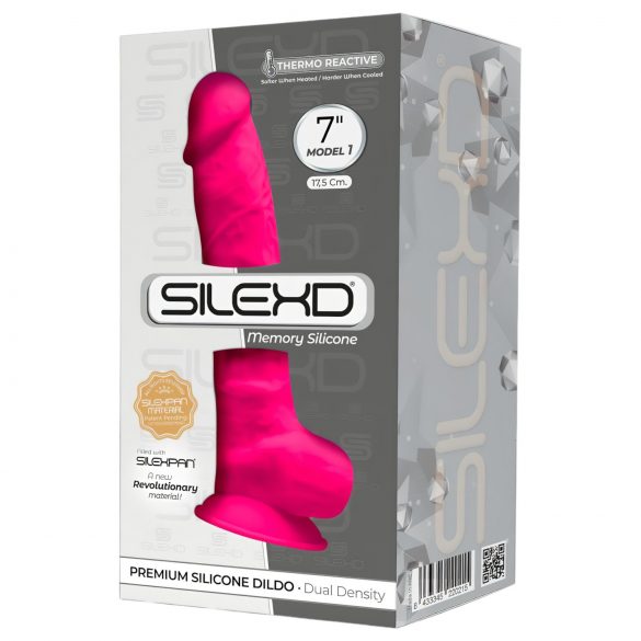 Silexd 7 - savitljiv dildus sa postoljem - 17,5cm (roze)