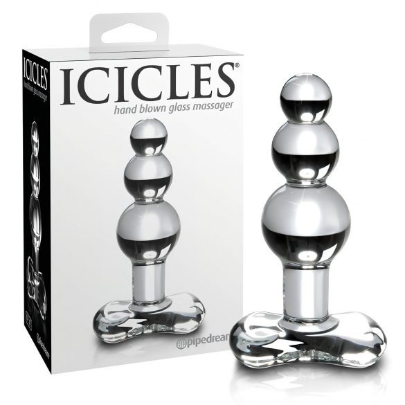 Icicles No. 47 - trojitý perlový, skleněné anální dildo (průhledné)