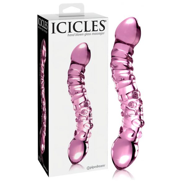 Icicles No. 55 - oboustranné skleněné dildo na bod G (růžové)