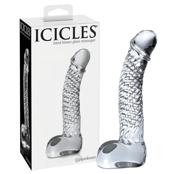 Icicles No. 61 - Stakleni dildo sa testisima i penisom (proziran)