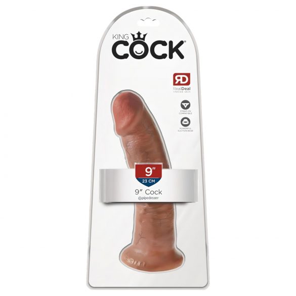 King Cock 9 - realistični dildo sa bazom (23cm) - tamni ton