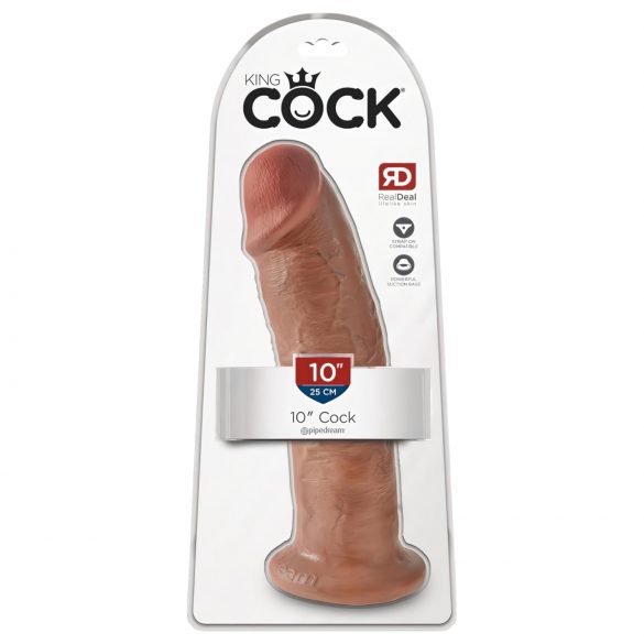 King Cock 10 - veliki dildo sa vakumom (25cm) - tamno prirodan