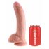 King Cock 9 - veliki dildo sa testisima, vakuum baza (23cm) - prirodna boja