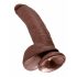 King Cock 9 - veliki dildo sa postoljem i testisima (23cm) - braon