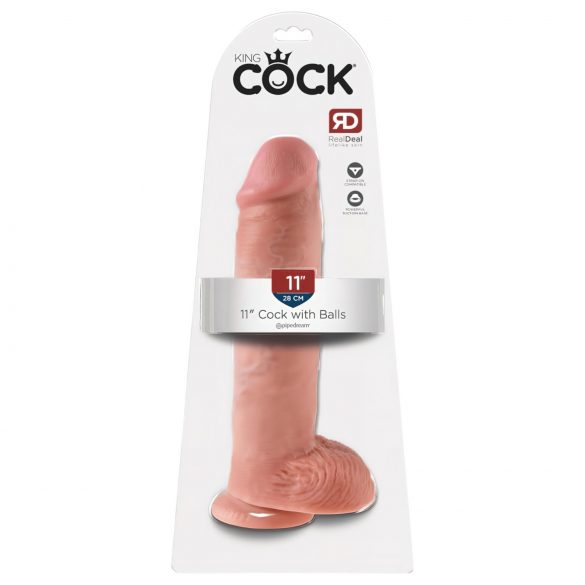 King Cock 11 - realistični dildo s testisima (28cm) - prirodna boja