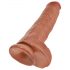 King Cock 11 - realistični dildo sa testisima (28cm) - tamna boja kože