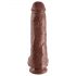 King Cock 11 - velký přísavkový dildo s varlaty (28 cm) - hnědý