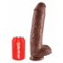 King Cock 11 - velký přísavkový dildo s varlaty (28 cm) - hnědý