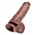 King Cock 11 - veliki dildo sa testisima, 28cm, smeđi