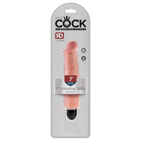 King Cock 7 Stiffy - vodootporni realistični vibrator (18cm) - prirodno