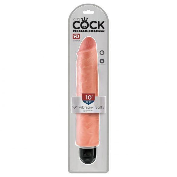 King Cock 10 Stiffy - Vodootporni realistični vibrator (25cm) - prirodan