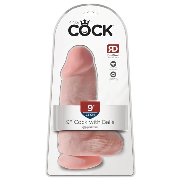 King Cock 9 Chubby - s prirodnim izgledom, lepljiva baza, testisi (23cm)