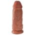 King Cock 9 Chubby - připínací, testikulární dildo (23 cm) - tmavě přírodní