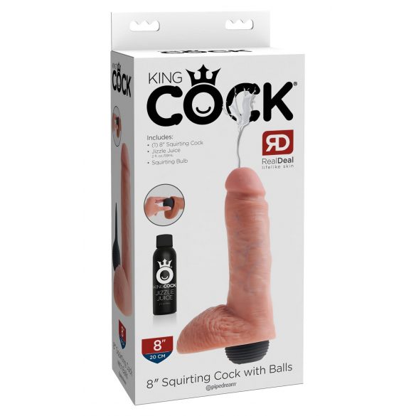 King Cock 8 - prirodni prskajući dildo (20cm)