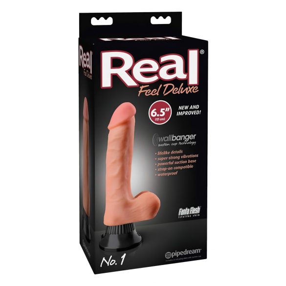 Real Feel Deluxe No.1 - varlatový, realistický vibrátor (přírodní)