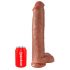 King Cock 15 - přísavkový, varlatový, obří dildo (38 cm) - tmavě přírodní