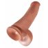 King Cock 15 - přísavkový, varlatový, obří dildo (38 cm) - tmavě přírodní