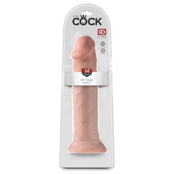 King Cock 14 - veliki dildo sa vakuum bazom (36cm) - prirodna boja