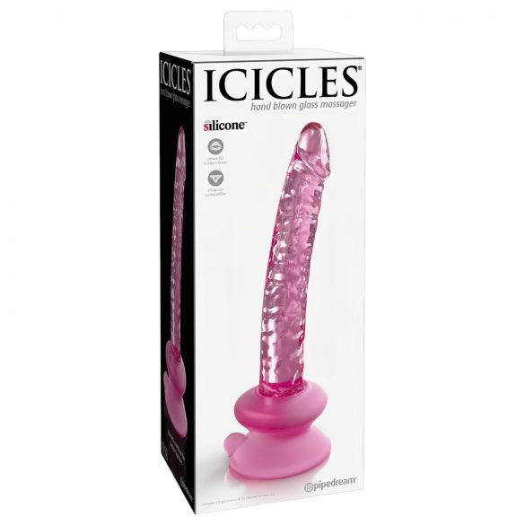 Icicles No. 86 - stakleni dildo sa penisom (pink)