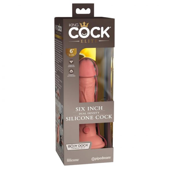 King Cock Elite 6 - realistični dildo sa postoljem (15cm) - prirodna boja