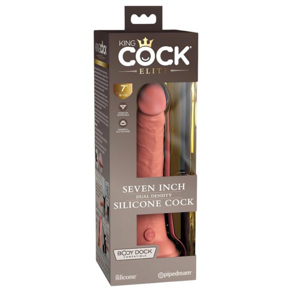 King Cock Elite 7 - realistični dildo sa vakumom (18cm) - prirodna boja