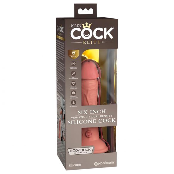 King Cock Elite 6 - realistični vibrator sa prijanjajućom bazom (15cm) - prirodan