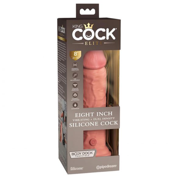 Kraljevski Cock Elite 8 - realistični vibrator sa vakuumom (20cm) - prirodni