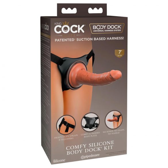 King Cock Elite Comfy - dildó s pojasom (tamna prirodna)