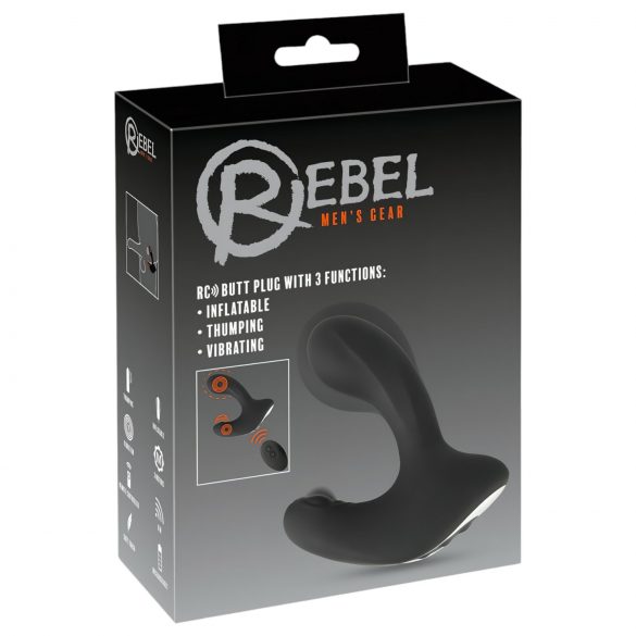 Rebel RC - crni bežični analni vibrator s pumpom