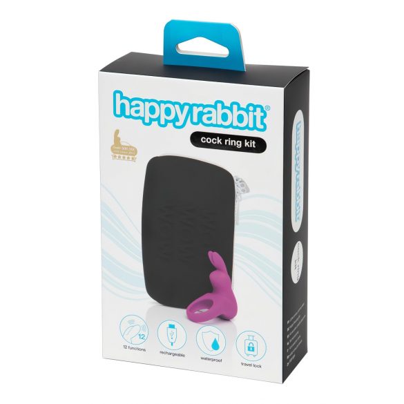 Happyrabbit Kit - vibrirajući prsten sa torbicom (ljubičasta)