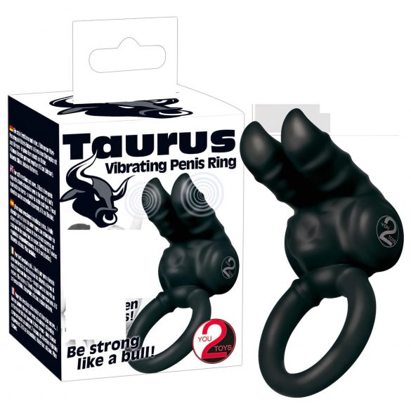 You2Toys - Taurus - dvojitý motorový, vibrační kroužek na penis (černý)