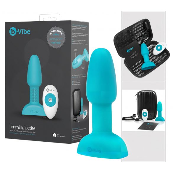 b-Vibe Rimming - tirkiz analni vibrator sa rotirajućim kuglicama