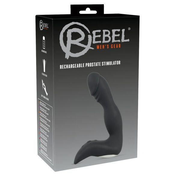 Rebel - punjivi prostata vibrator sa penisom (crni)