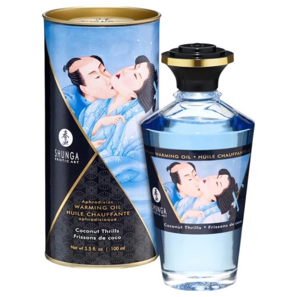 Shunga - hřejivý masážní olej - kokosový (100 ml)