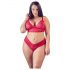 Cottelli Plus Size - mekani čipkani komplet grudnjaka (crveni)