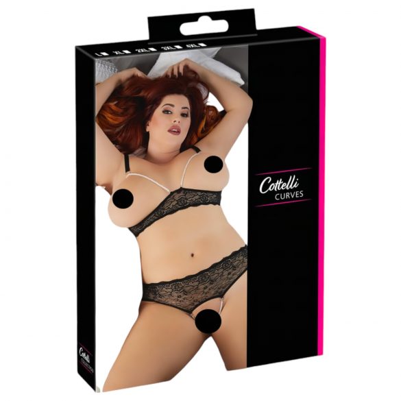 Cottelli Plus Size - set sa perlama (crni)