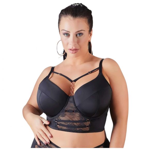 Cottelli Plus Size - grudnjak s čipkastim trakama (crni) - 95D