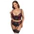 Cottelli Plus Size - Set brushaltera i haltera (crno-crveno)