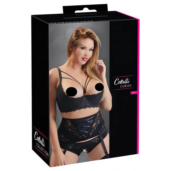 Cottelli Plus Size - Strappy, Ringed Breast Lifter (Black)