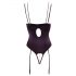 Abierta Fina - Strappy Rhinestone Bodysuit (Black)  - 80B/M