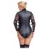 Cottelli Bondage Plus Size - crni body s čipkastim rukavima - 2XL