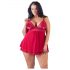 Cottelli Plus - čipkasti babydoll, crvena нежnost - XL