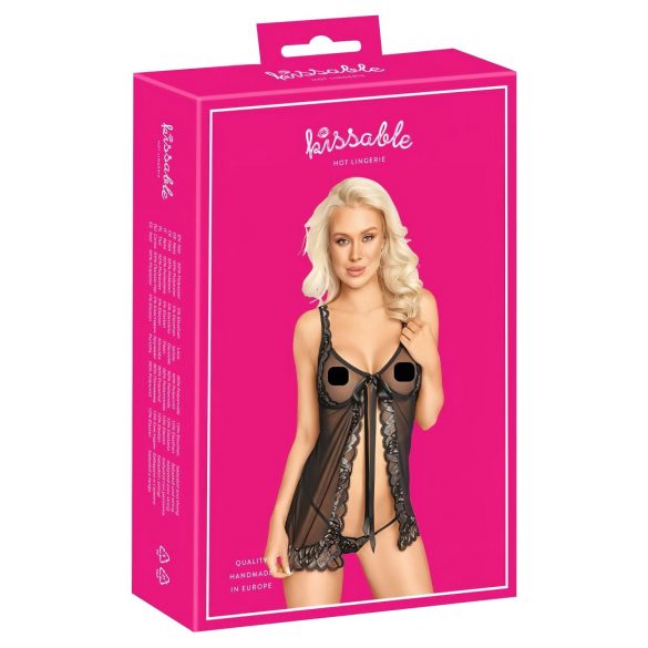 Kissable - otvoren babydoll (crna)