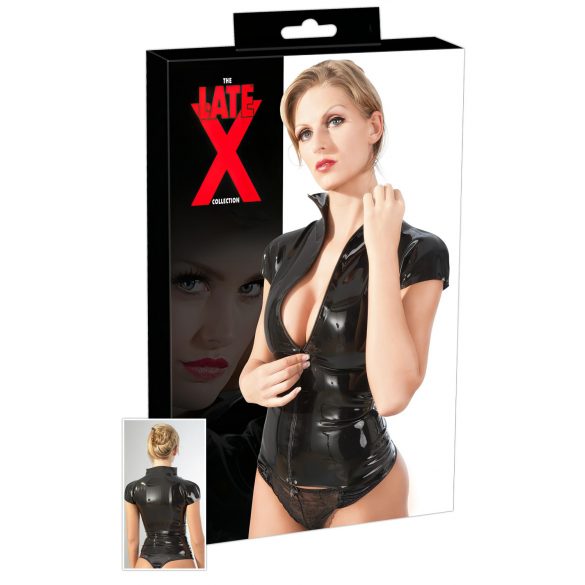 LATEX - kratki crni ženski top sa rajsferšlusom - S